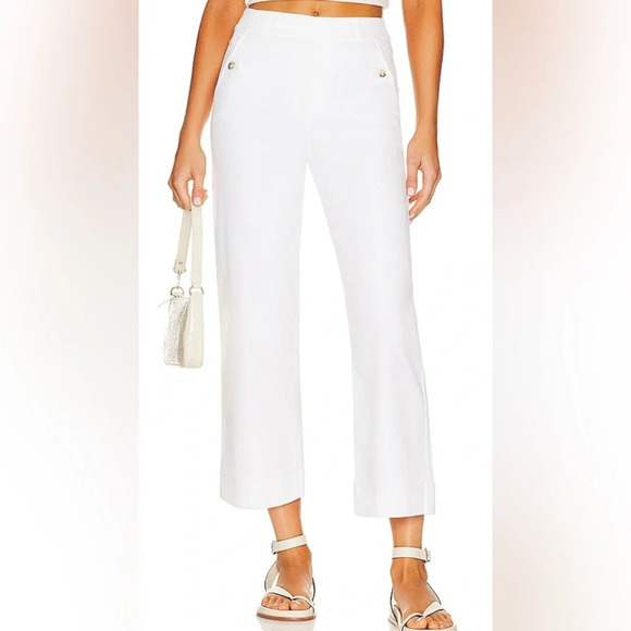 SPANX Twill Cropped Wide Leg Pant Bright White Size Small - Picture 1 of 7